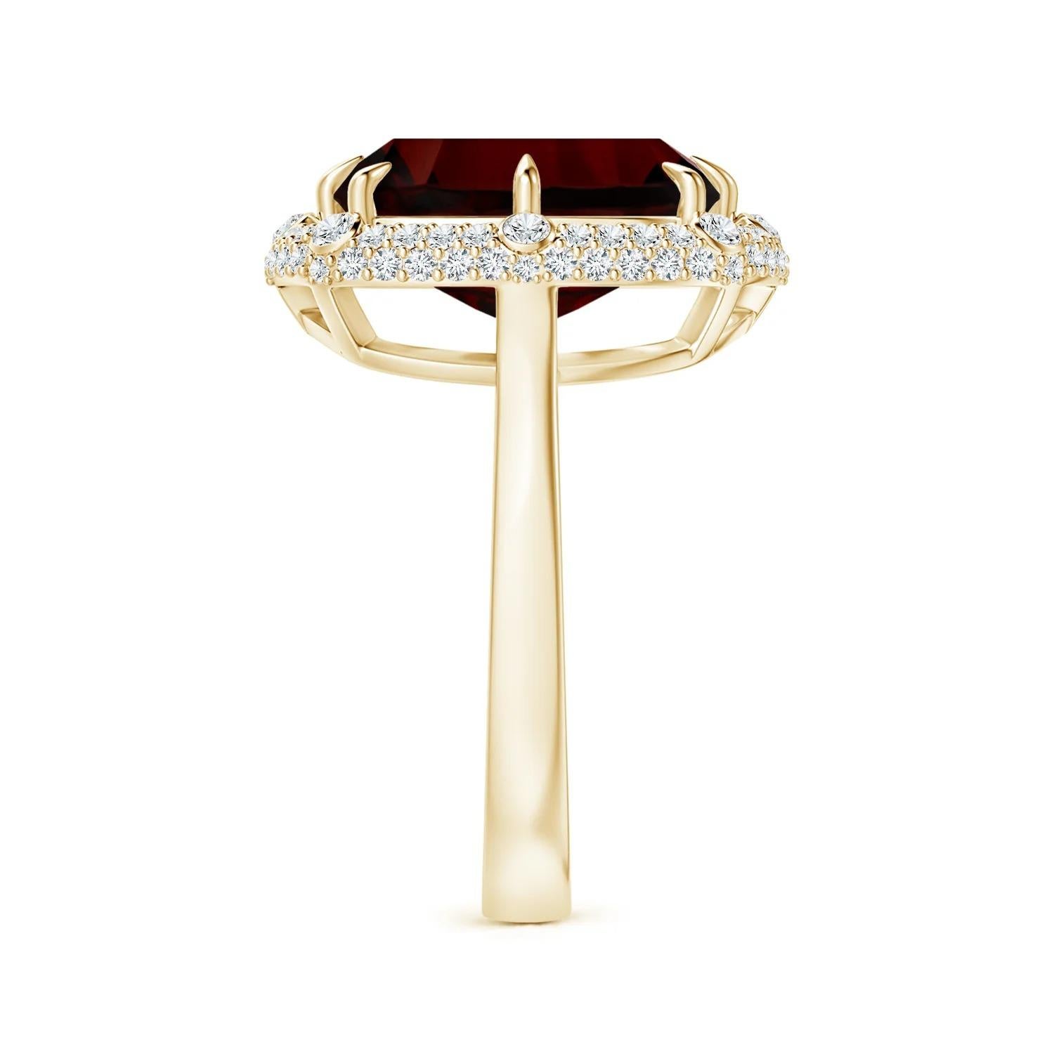 For Sale:  ANGARA GIA Certified Natural Garnet Halo Ring in Yellow Gold with Accents 3
