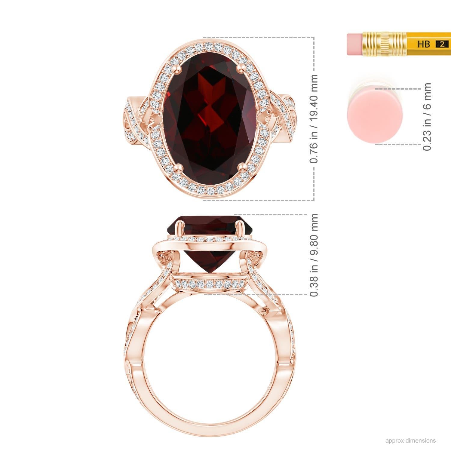 For Sale:  ANGARA GIA Certified Natural Garnet Infinity Shank Ring in Rose Gold with Halo 5