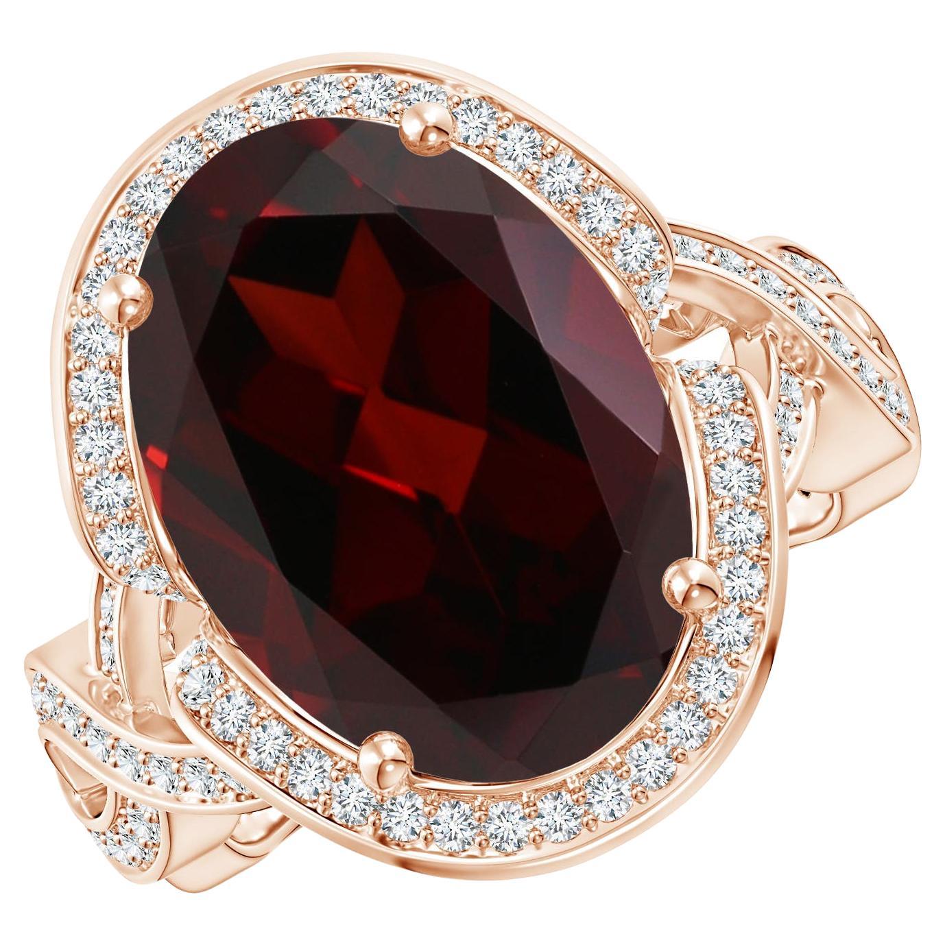 For Sale:  Angara Gia Certified Natural Garnet Infinity Shank Ring in Rose Gold with Halo
