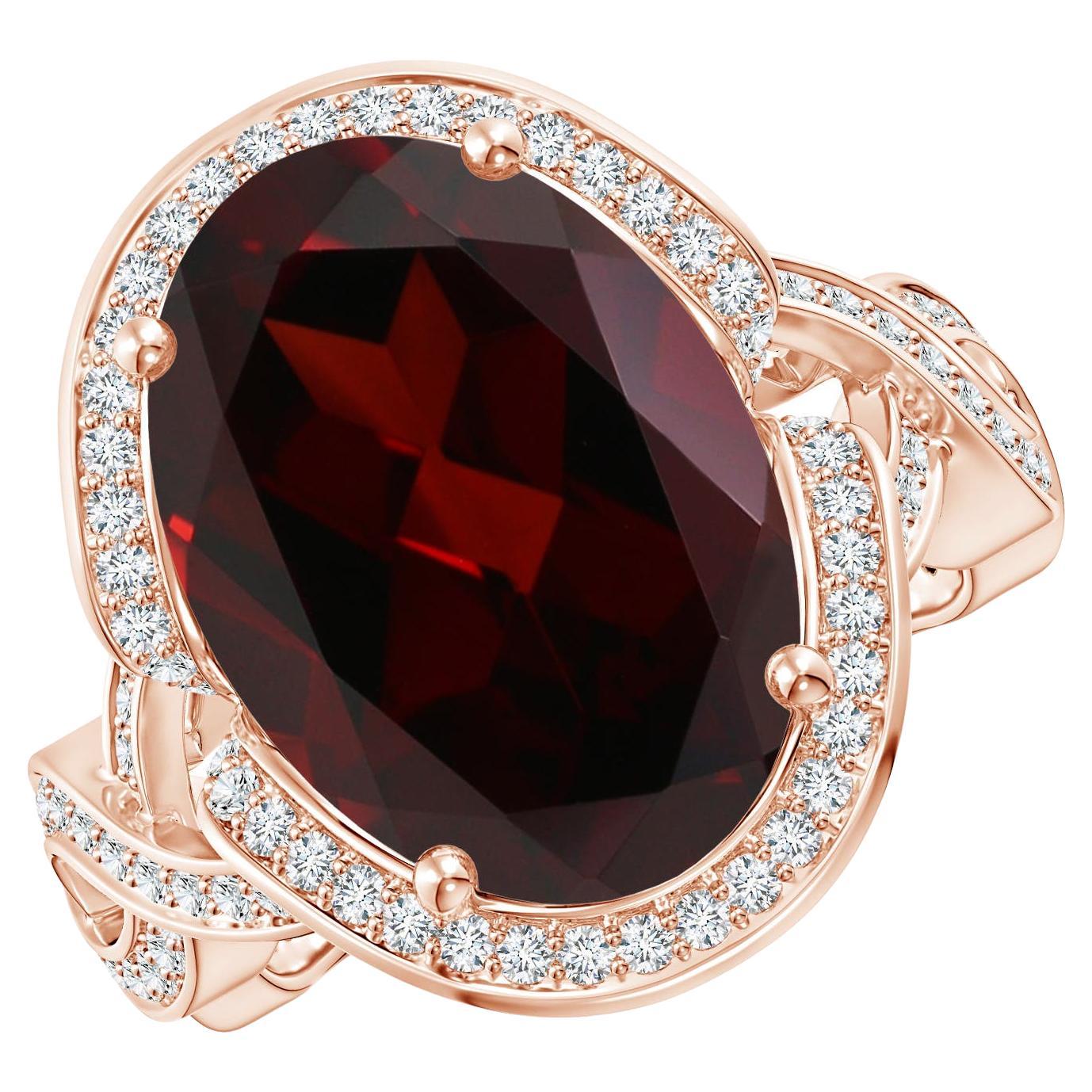 For Sale:  ANGARA GIA Certified Natural Garnet Infinity Shank Ring in Rose Gold with Halo