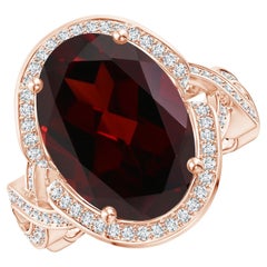 ANGARA GIA Certified Natural Garnet Infinity Shank Ring in Rose Gold with Halo