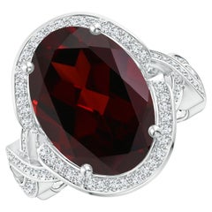 ANGARA GIA Certified Natural Garnet Infinity Shank Ring in White Gold with Halo