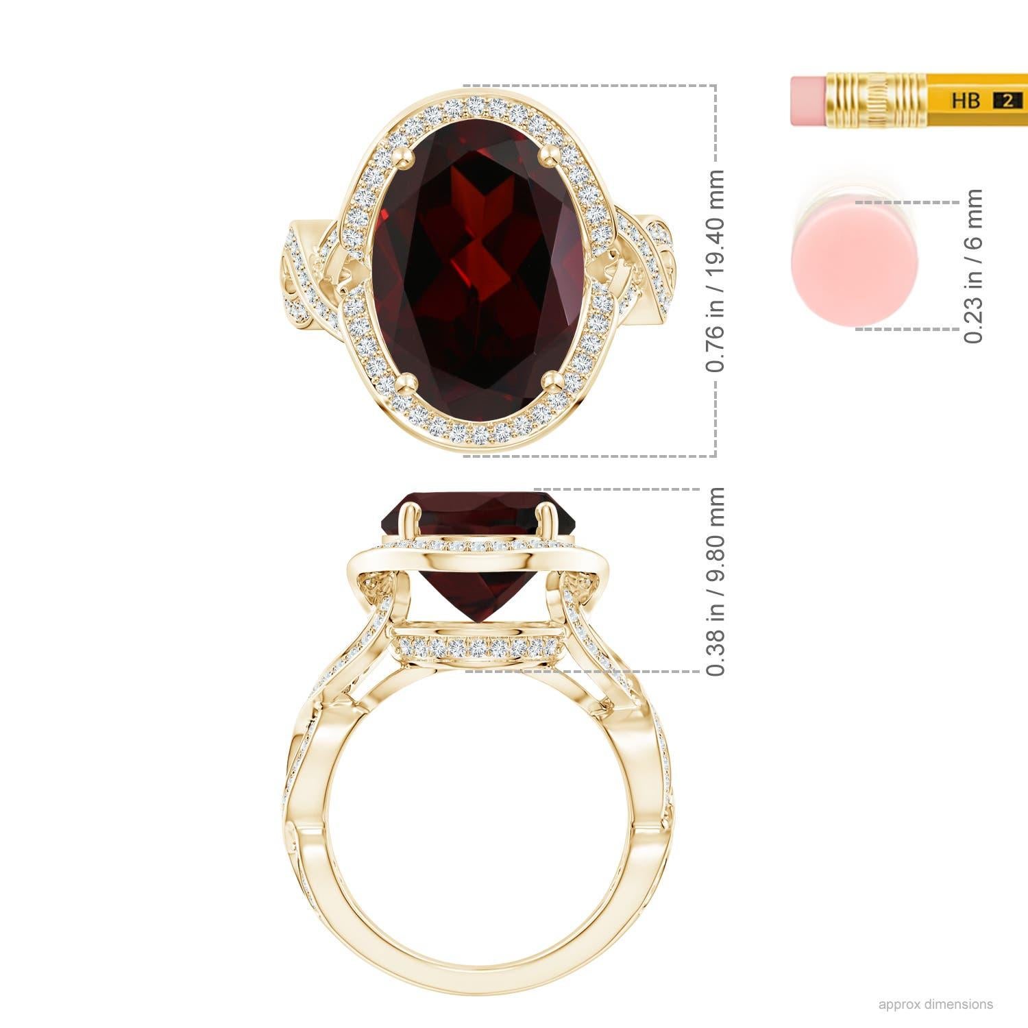 For Sale:  Angara Gia Certified Natural Garnet Infinity Shank Ring in Yellow Gold with Halo 5