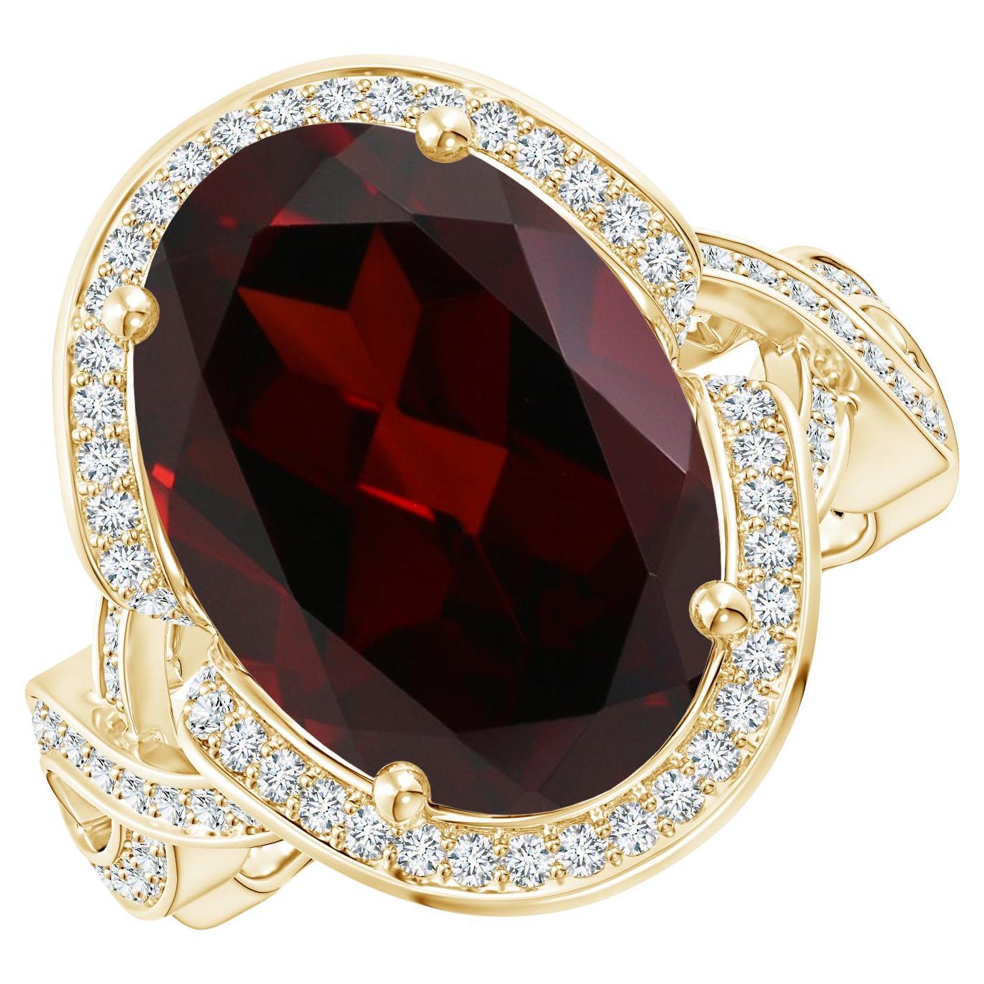 For Sale:  Angara Gia Certified Natural Garnet Infinity Shank Ring in Yellow Gold with Halo