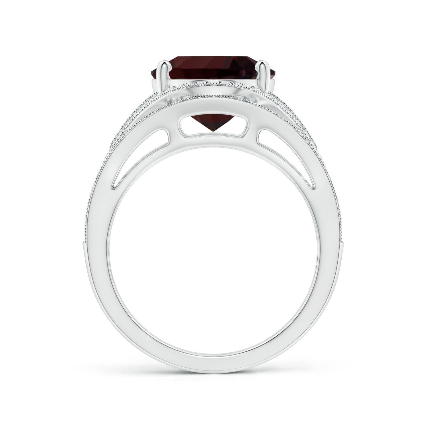 For Sale:  ANGARA GIA Certified Natural Garnet Ornate Shank Cocktail Ring in White Gold 2