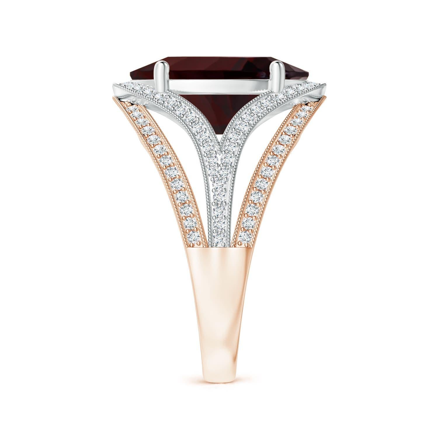For Sale:  GIA Certified Natural Garnet Ornate Shank Rose & White Gold Cocktail Ring 4