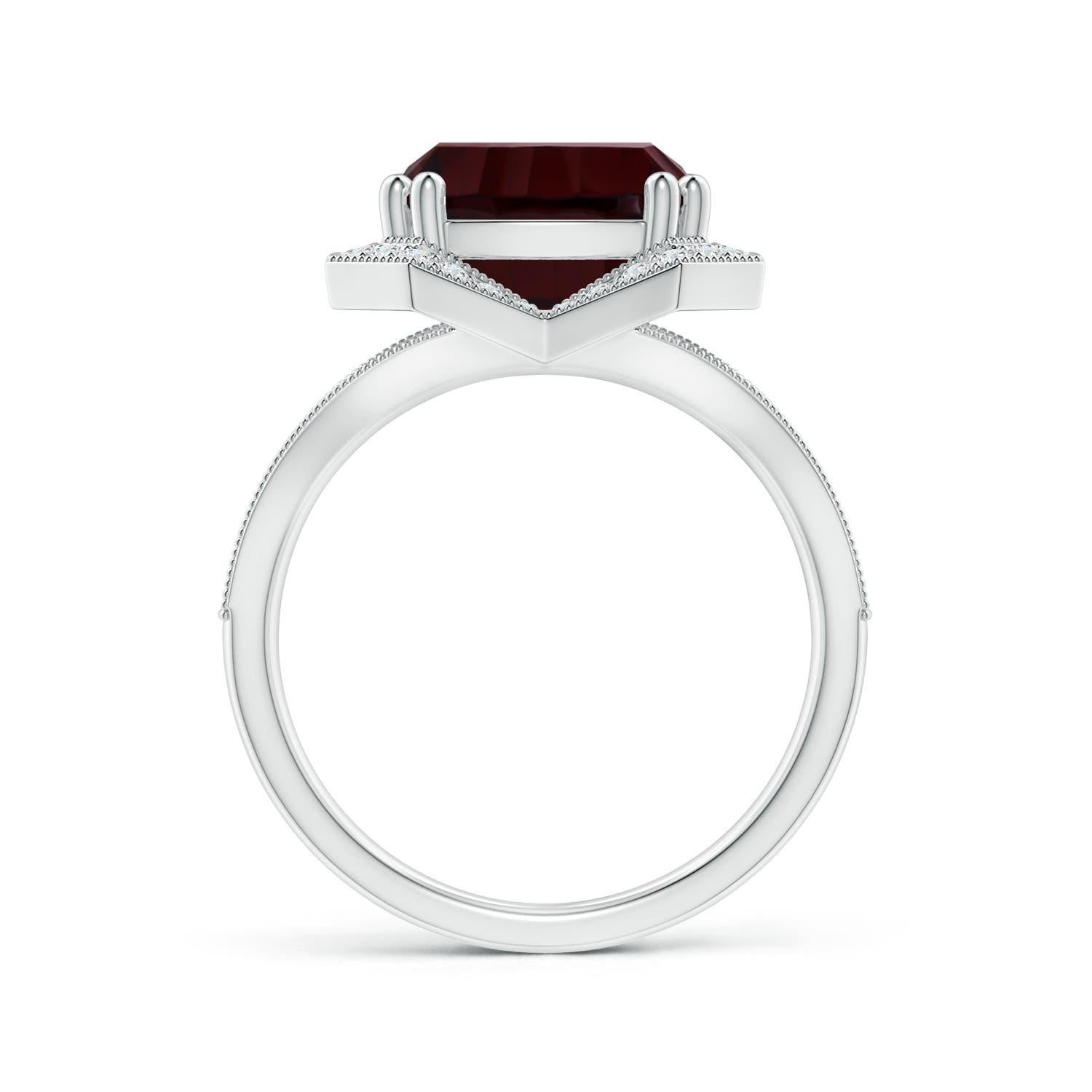 For Sale:  ANGARA GIA Certified Natural Garnet Rectangular Halo Cocktail Ring in Platinum 2