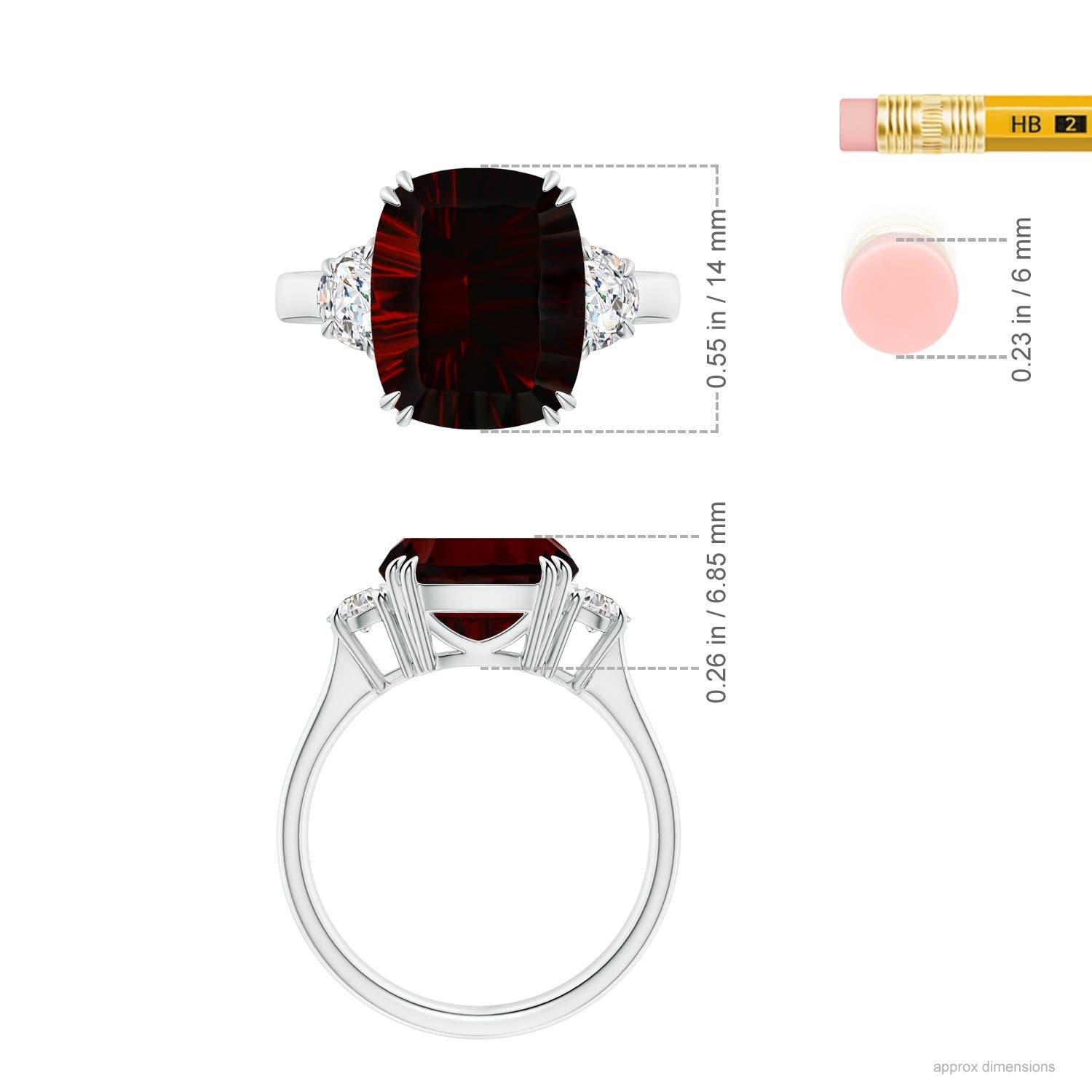 For Sale:  GIA Certified Natural Garnet Ring in Platinum with Half Moon Diamonds 5
