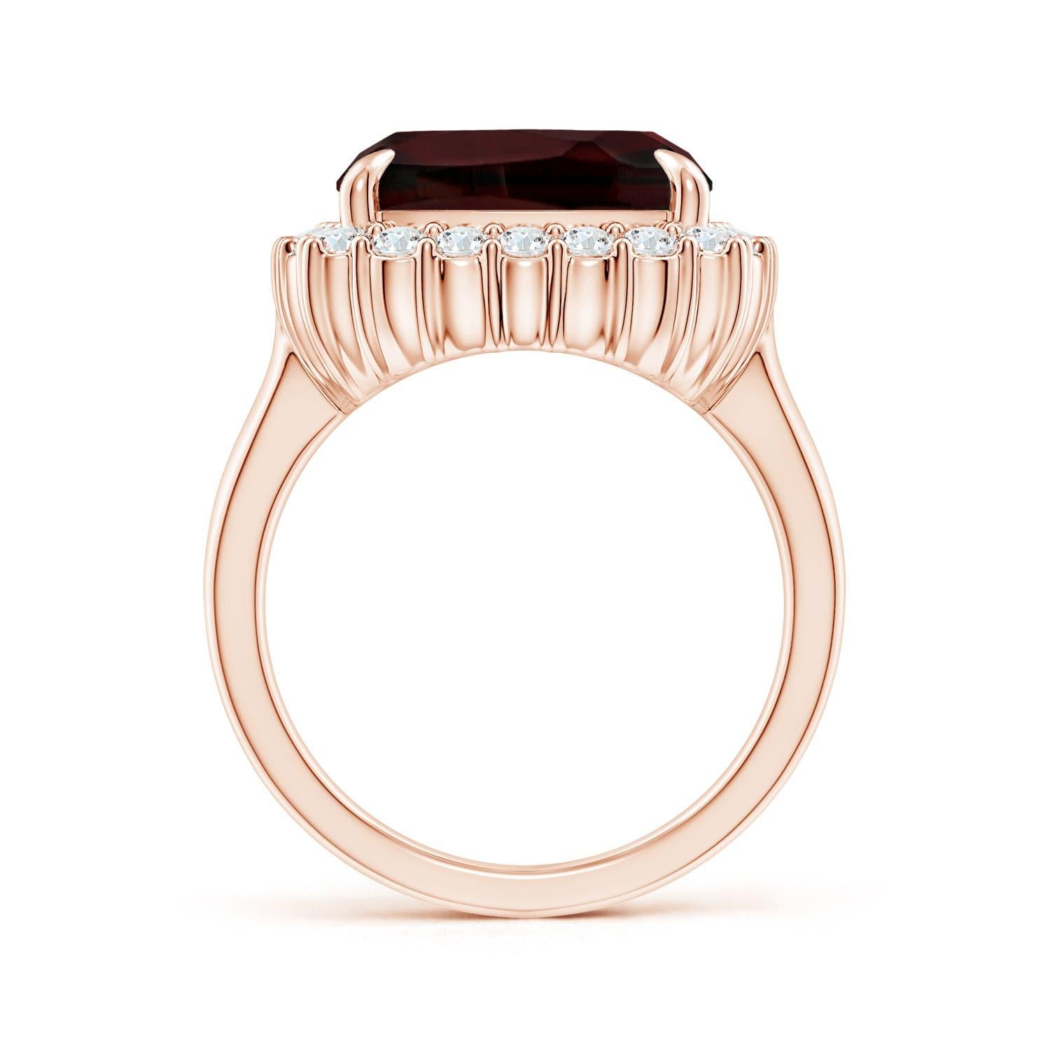 ANGARA GIA Certified Natural Garnet Ring in Rose Gold with Diamond Halo 2