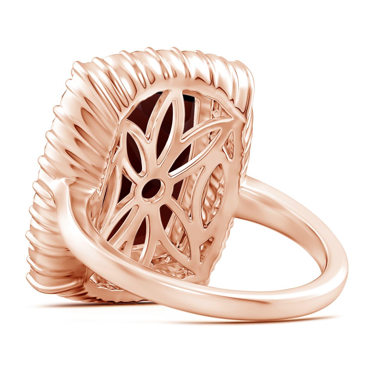 ANGARA GIA Certified Natural Garnet Ring in Rose Gold with Diamond Halo 4