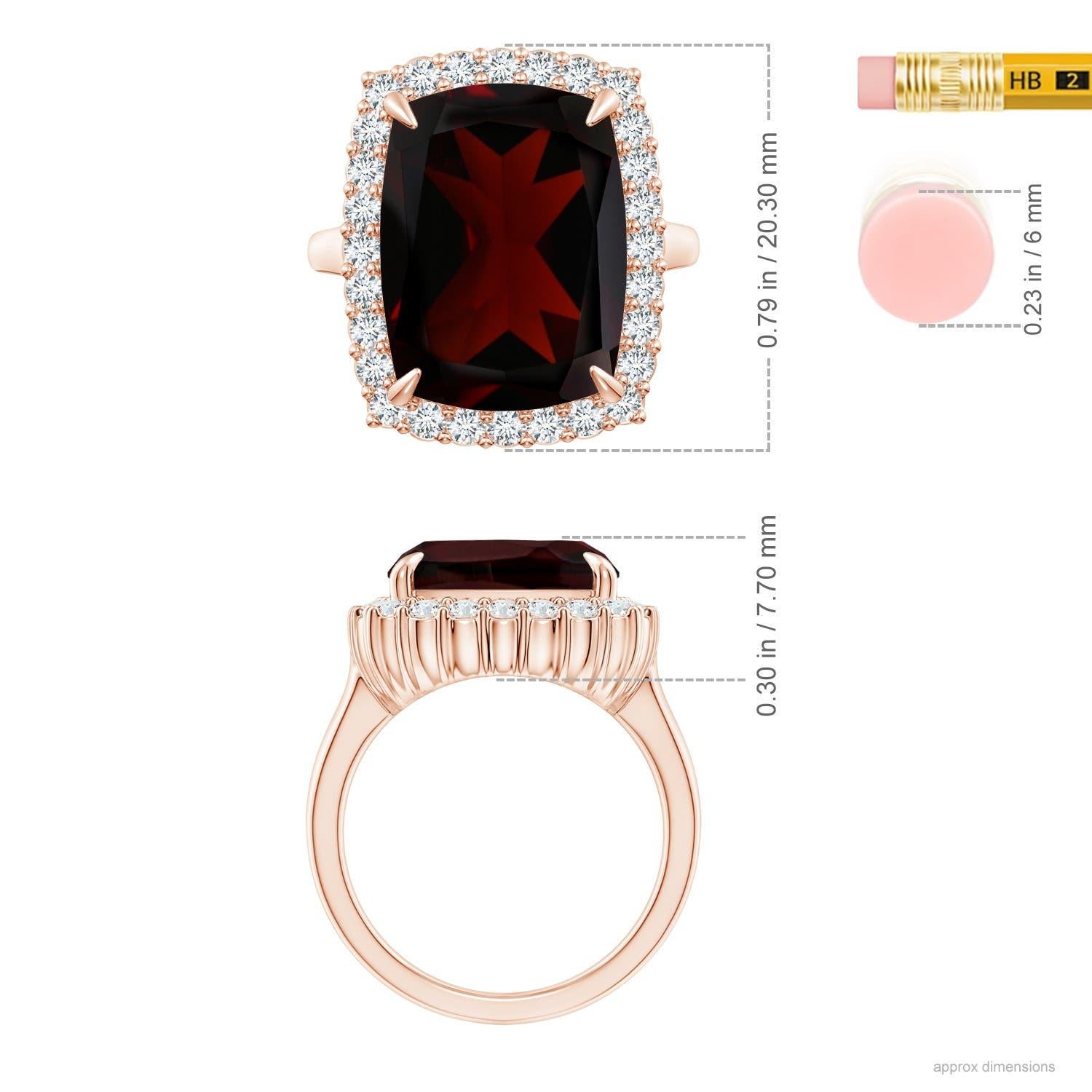 ANGARA GIA Certified Natural Garnet Ring in Rose Gold with Diamond Halo 5
