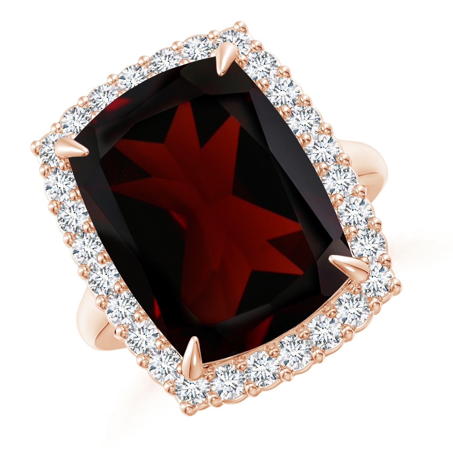 For Sale:  Angara Gia Certified Natural Garnet Ring in Rose Gold with Diamond Halo