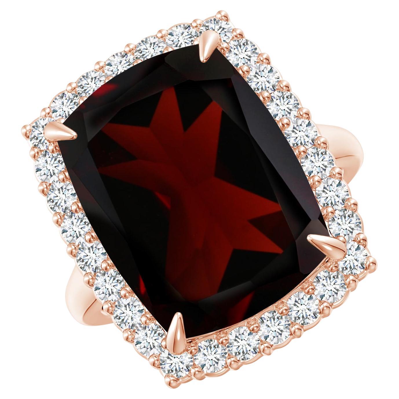 For Sale:  ANGARA GIA Certified Natural Garnet Ring in Rose Gold with Diamond Halo