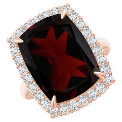 ANGARA GIA-zertifizierter natürlicher Granatring aus Roségold mit Diamant-Halo