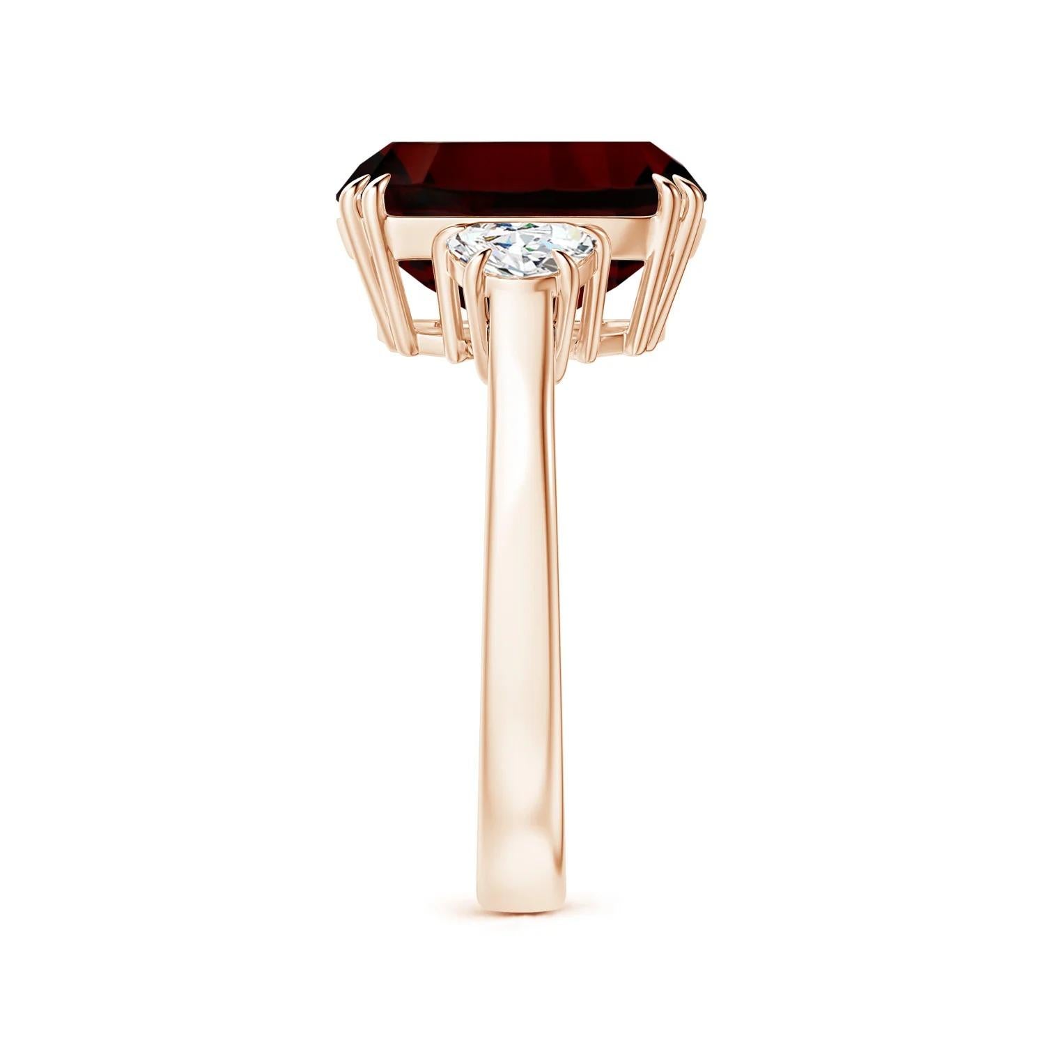 For Sale:  Angara GIA Certified Natural Garnet Ring in Rose Gold with Half Moon Diamonds 3
