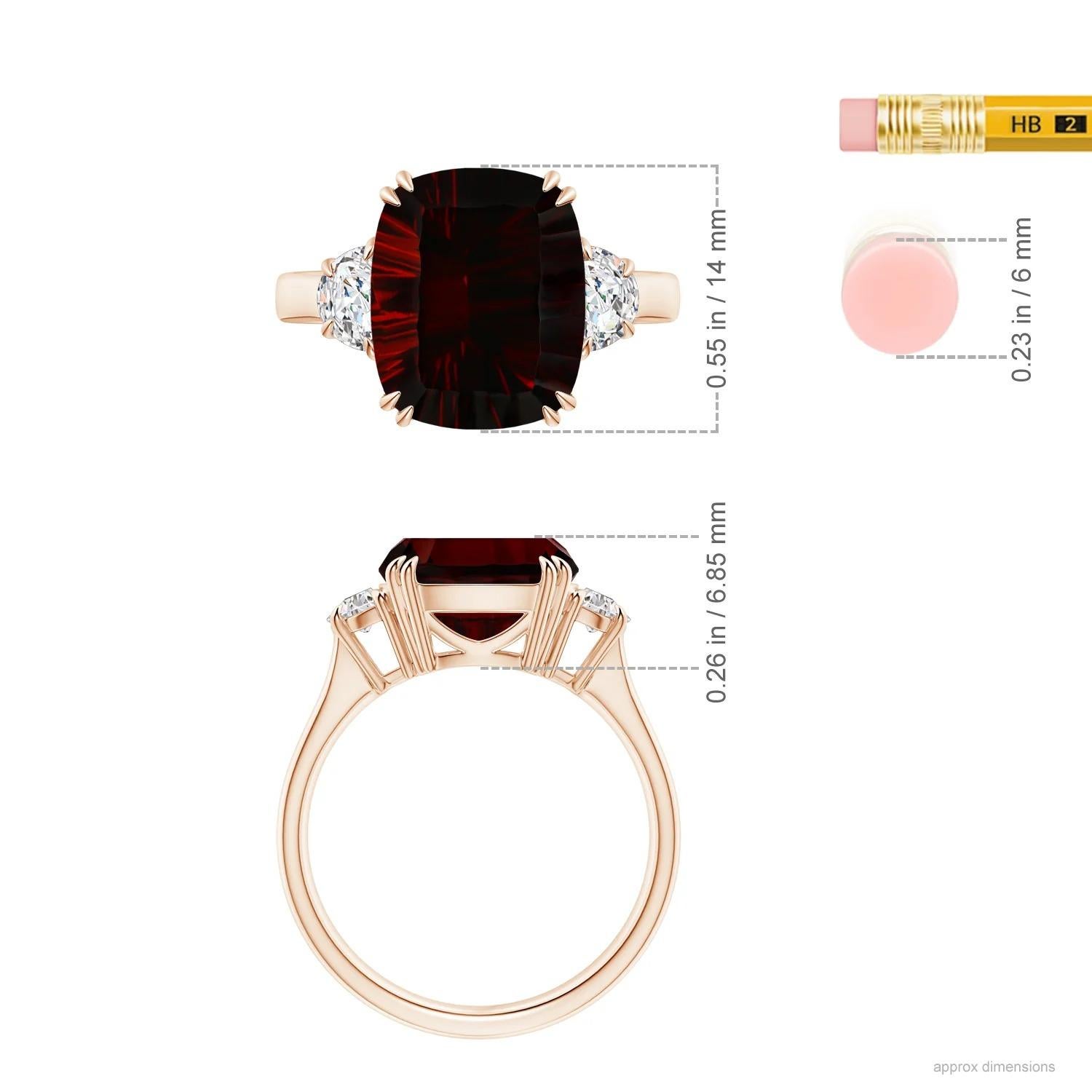 For Sale:  Angara GIA Certified Natural Garnet Ring in Rose Gold with Half Moon Diamonds 5