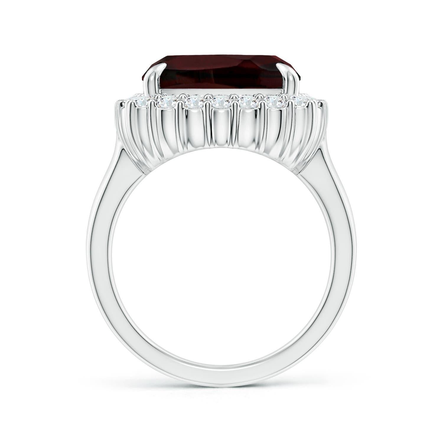 For Sale:  GIA Certified Natural Garnet Ring in White Gold with Diamond Halo 2