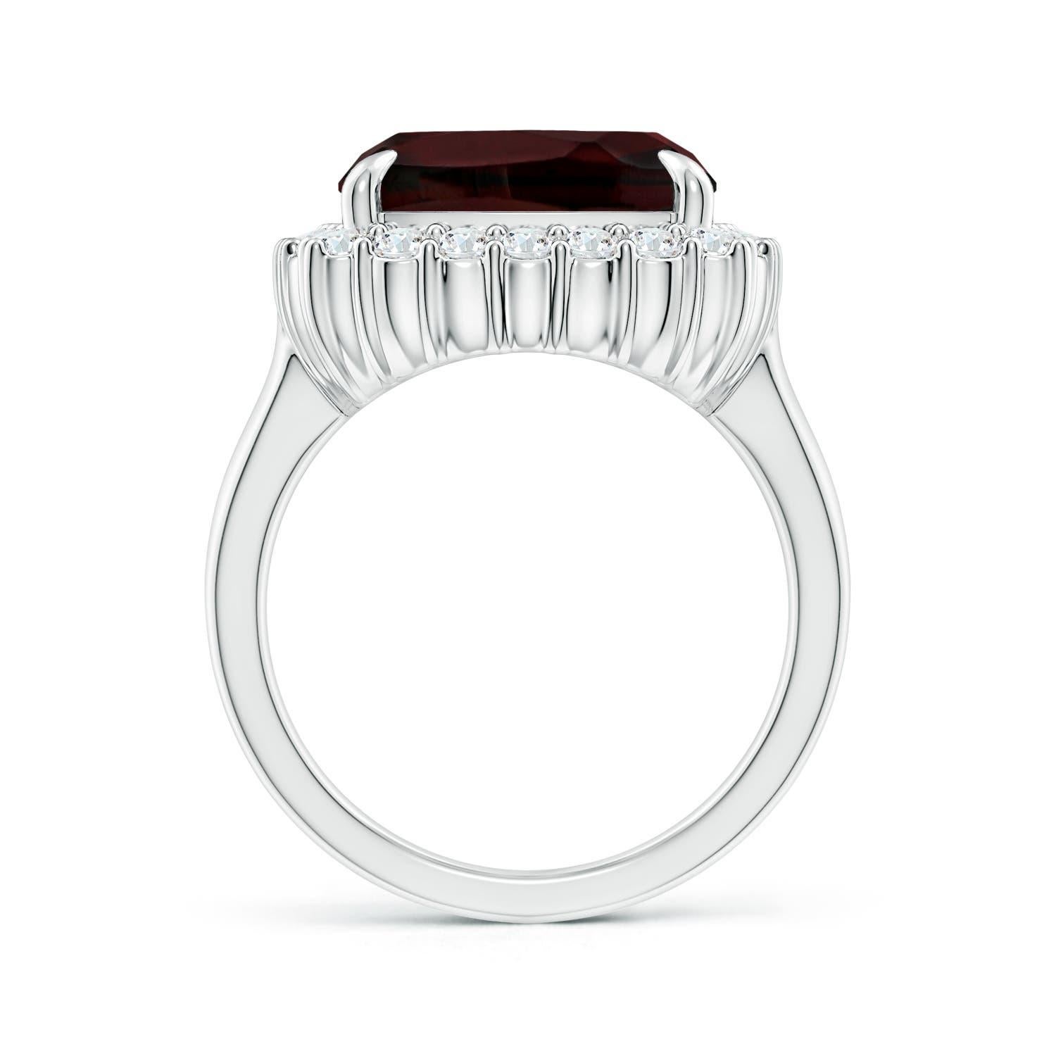 GIA Certified Natural Garnet Ring in White Gold with Diamond Halo 2
