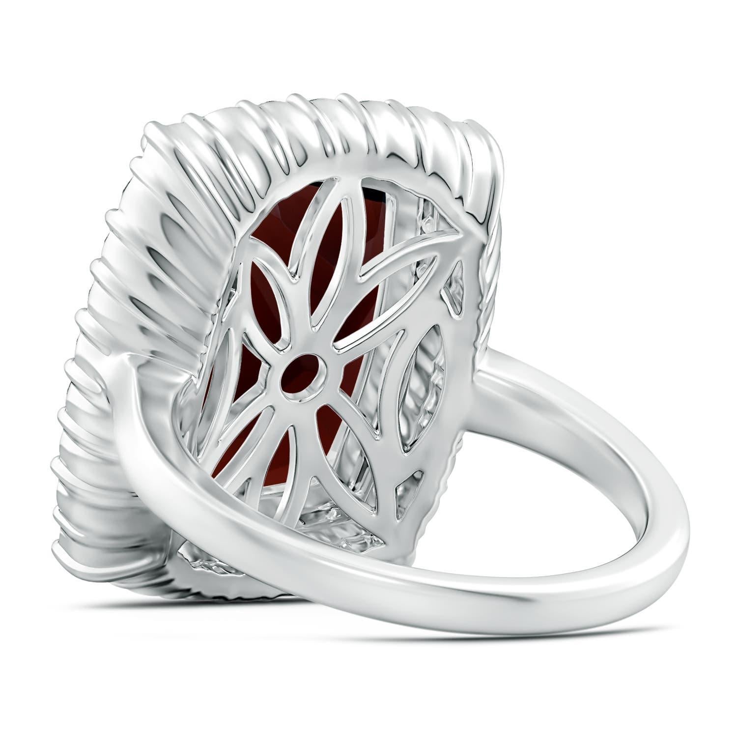 GIA Certified Natural Garnet Ring in White Gold with Diamond Halo 3