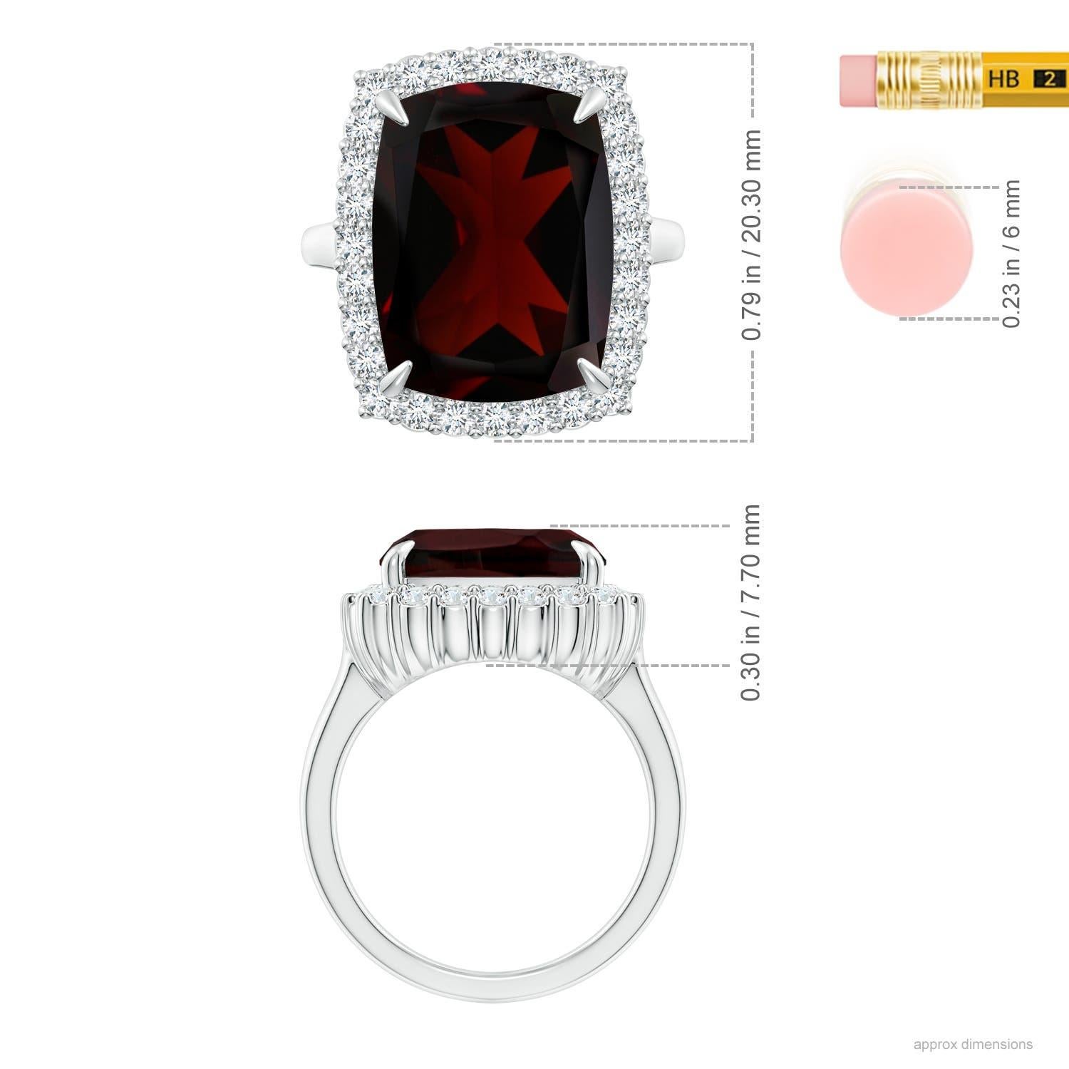 GIA Certified Natural Garnet Ring in White Gold with Diamond Halo 7