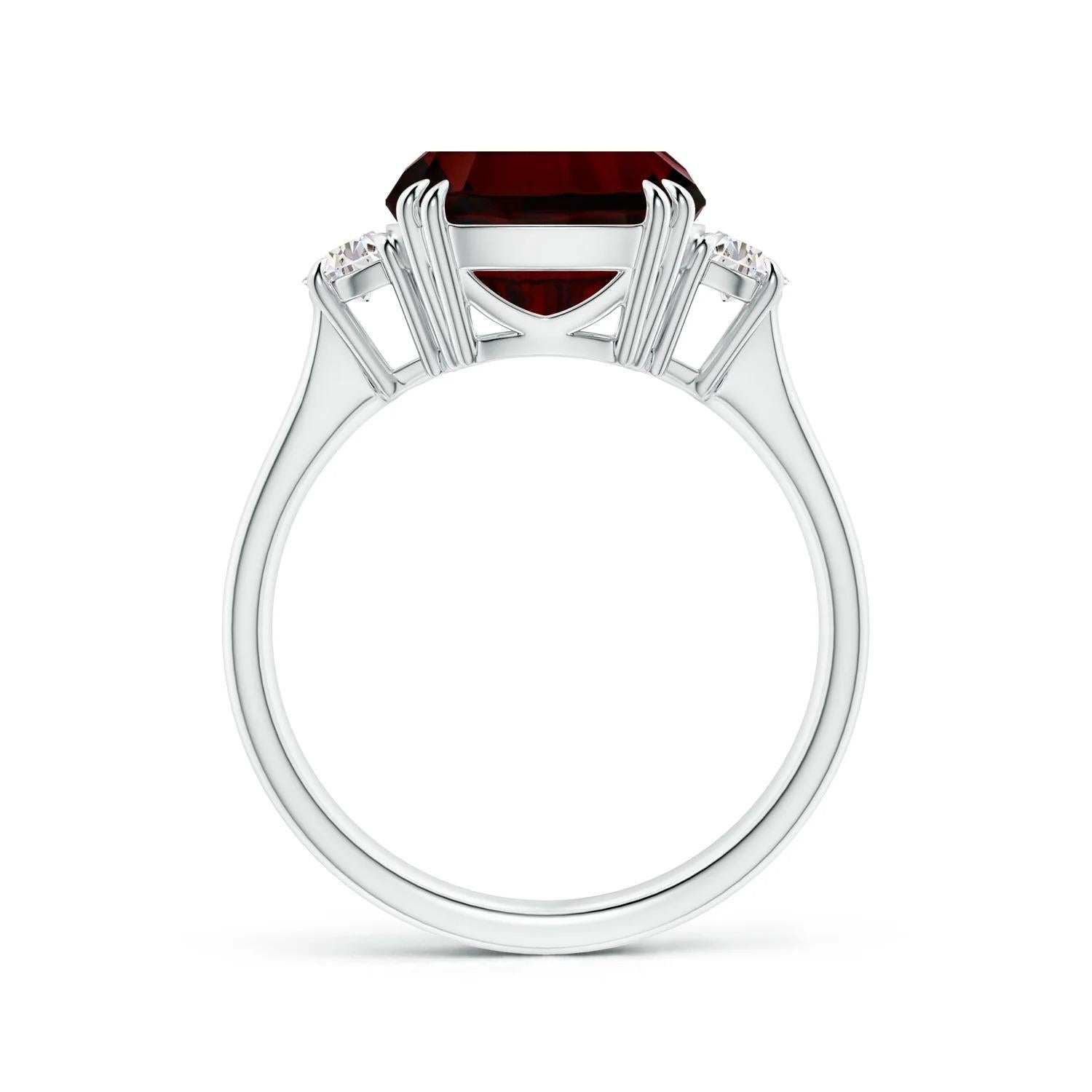 For Sale:  ANGARA GIA Certified Natural Garnet Ring in White Gold with Half Moon Diamonds 2