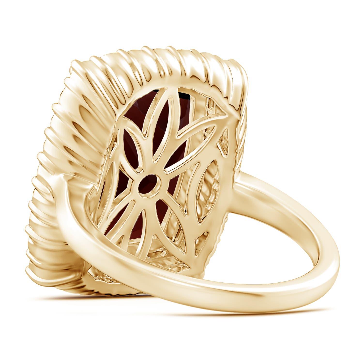 ANGARA GIA Certified Natural Garnet Ring in Yellow Gold with Diamond Halo 4