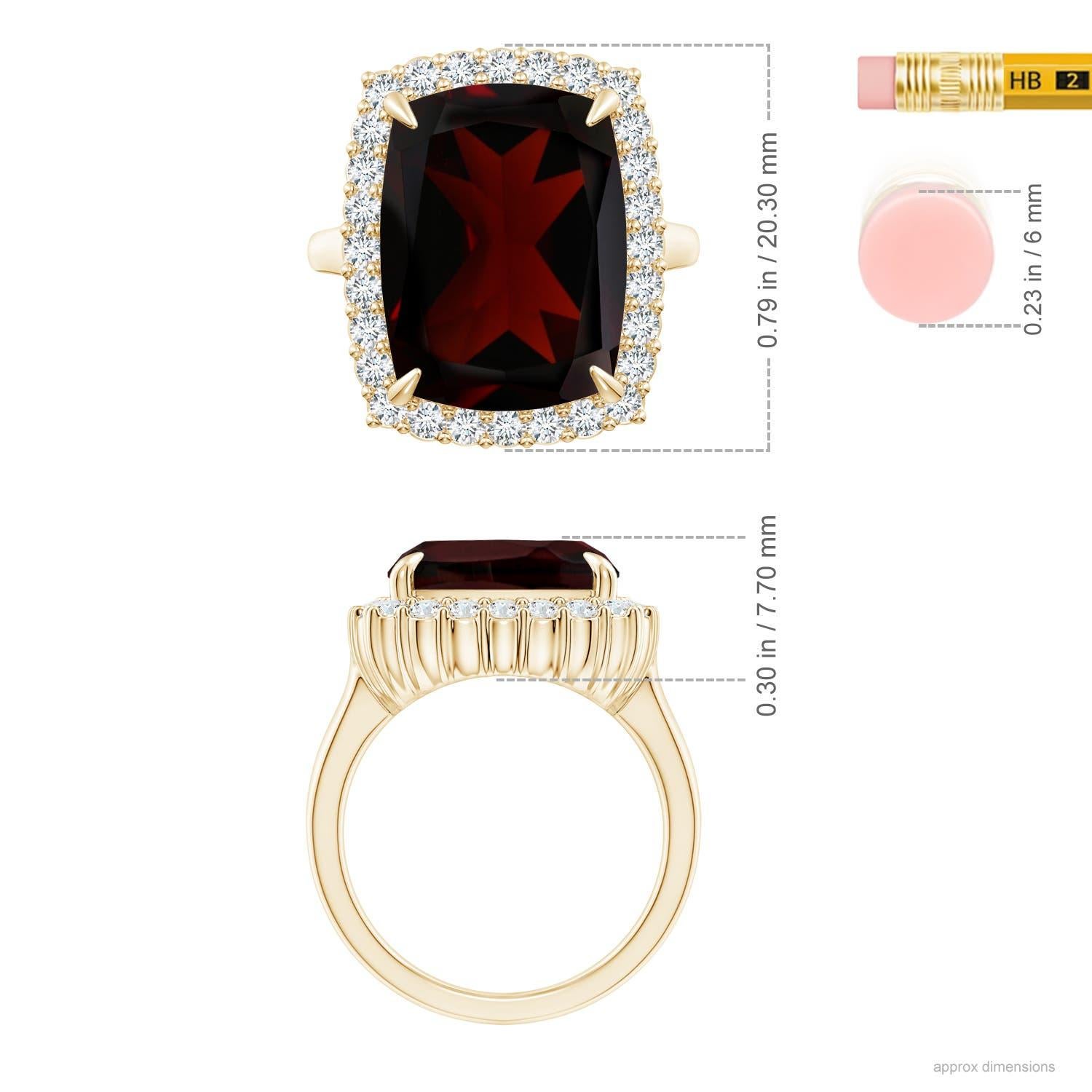 ANGARA GIA Certified Natural Garnet Ring in Yellow Gold with Diamond Halo 5