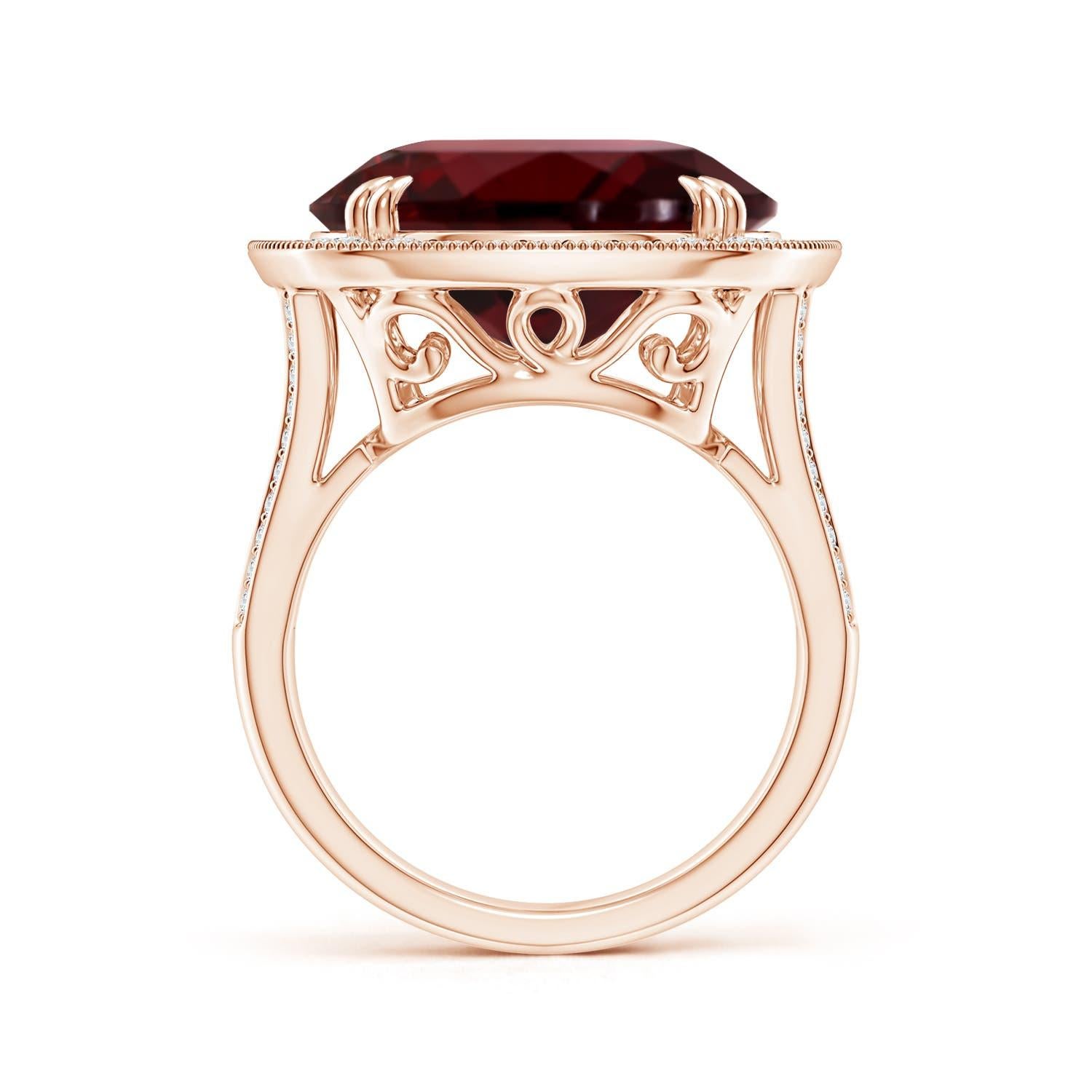 For Sale:  GIA Certified Natural Garnet Rose Gold Cocktail Ring with Cushion Halo 2