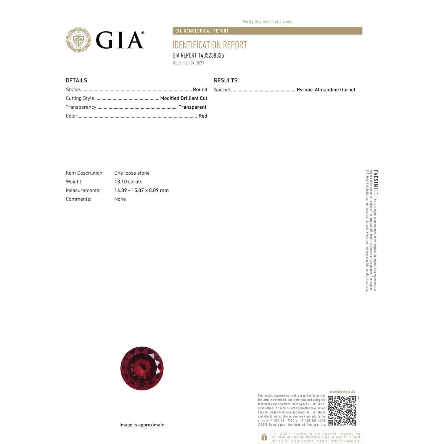 Im Angebot: GIA-zertifizierter natürlicher Granat-Cocktailring aus Roségold mit Kissen-Halo () 3