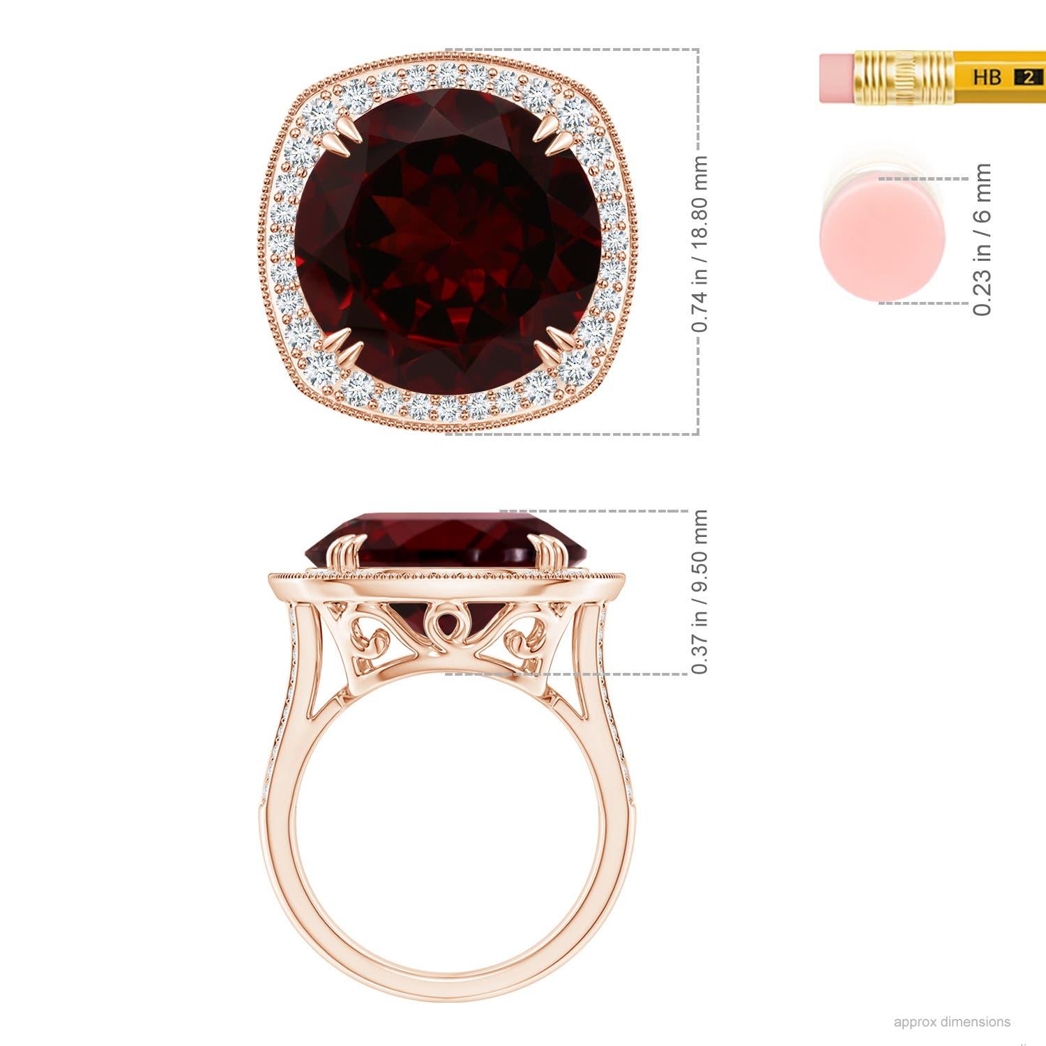 For Sale:  GIA Certified Natural Garnet Rose Gold Cocktail Ring with Cushion Halo 5