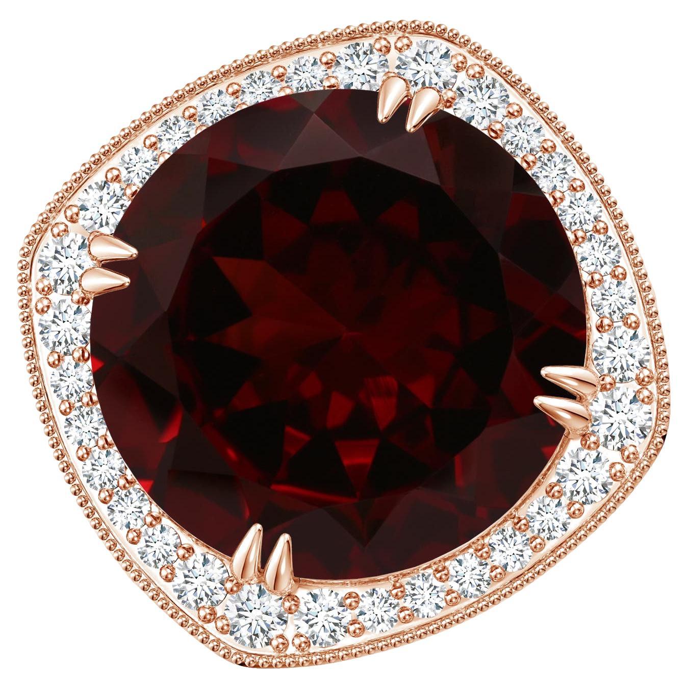 For Sale:  GIA Certified Natural Garnet Rose Gold Cocktail Ring with Cushion Halo