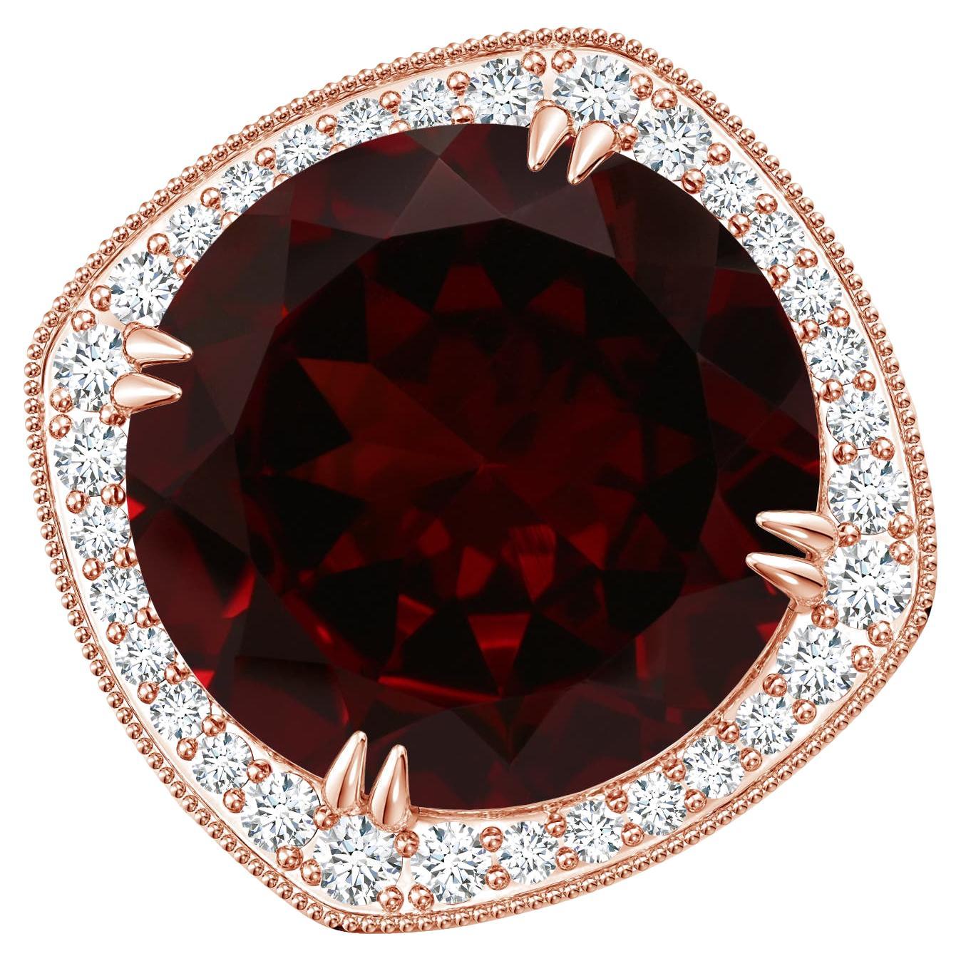 For Sale:  Angara GIA Certified Natural Garnet Rose Gold Cocktail Ring with Cushion Halo