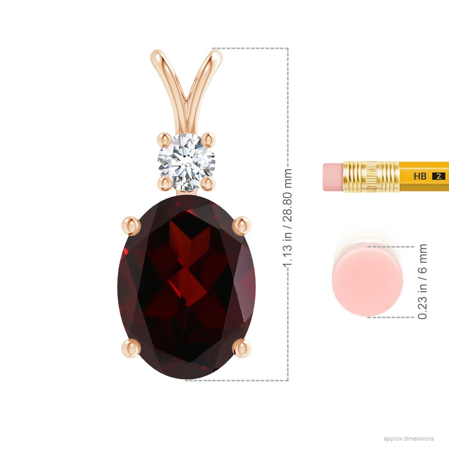 Angara Gia Certified Natural Garnet Rose Gold Pendant Necklace with Diamond In New Condition For Sale In Los Angeles, CA