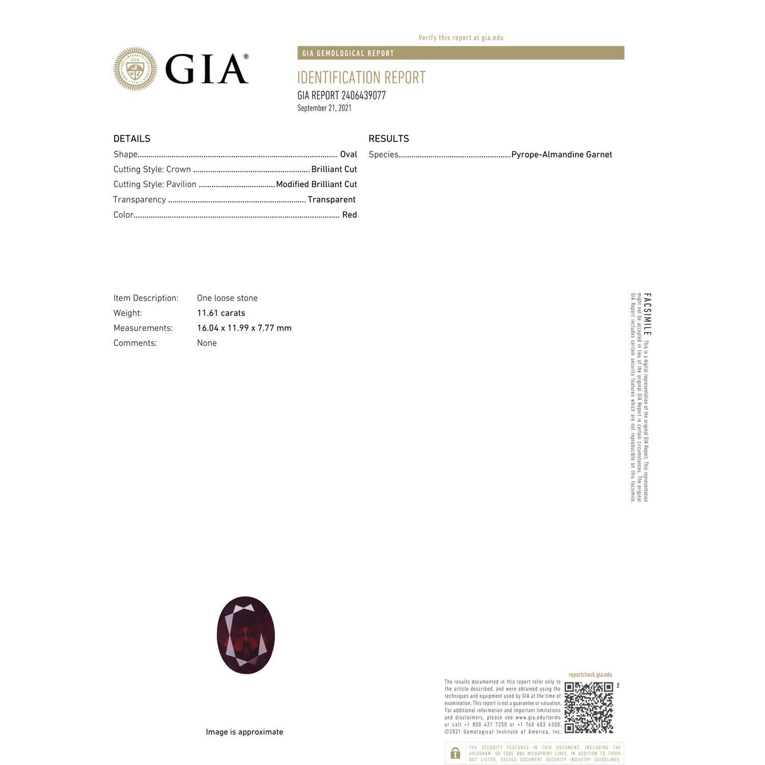 For Sale:  ANGARA GIA Certified Natural Garnet Split Shank Ring in White Gold 6