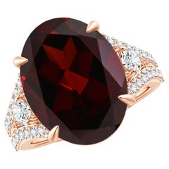 GIA Certified Natural Garnet Split Shank Rose Gold Ring