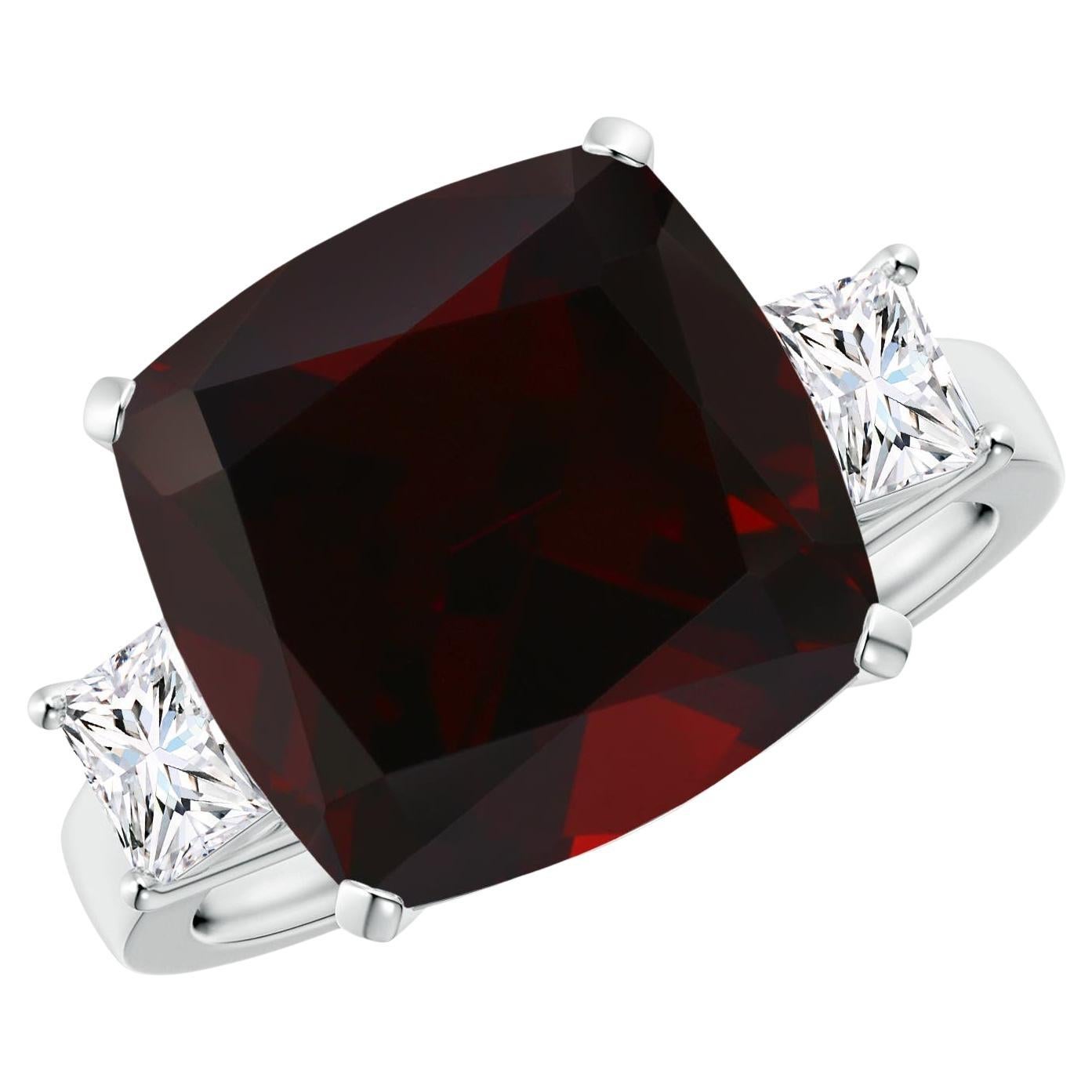 ANGARA GIA Certified Natural Garnet Three Stone Ring in Platinum