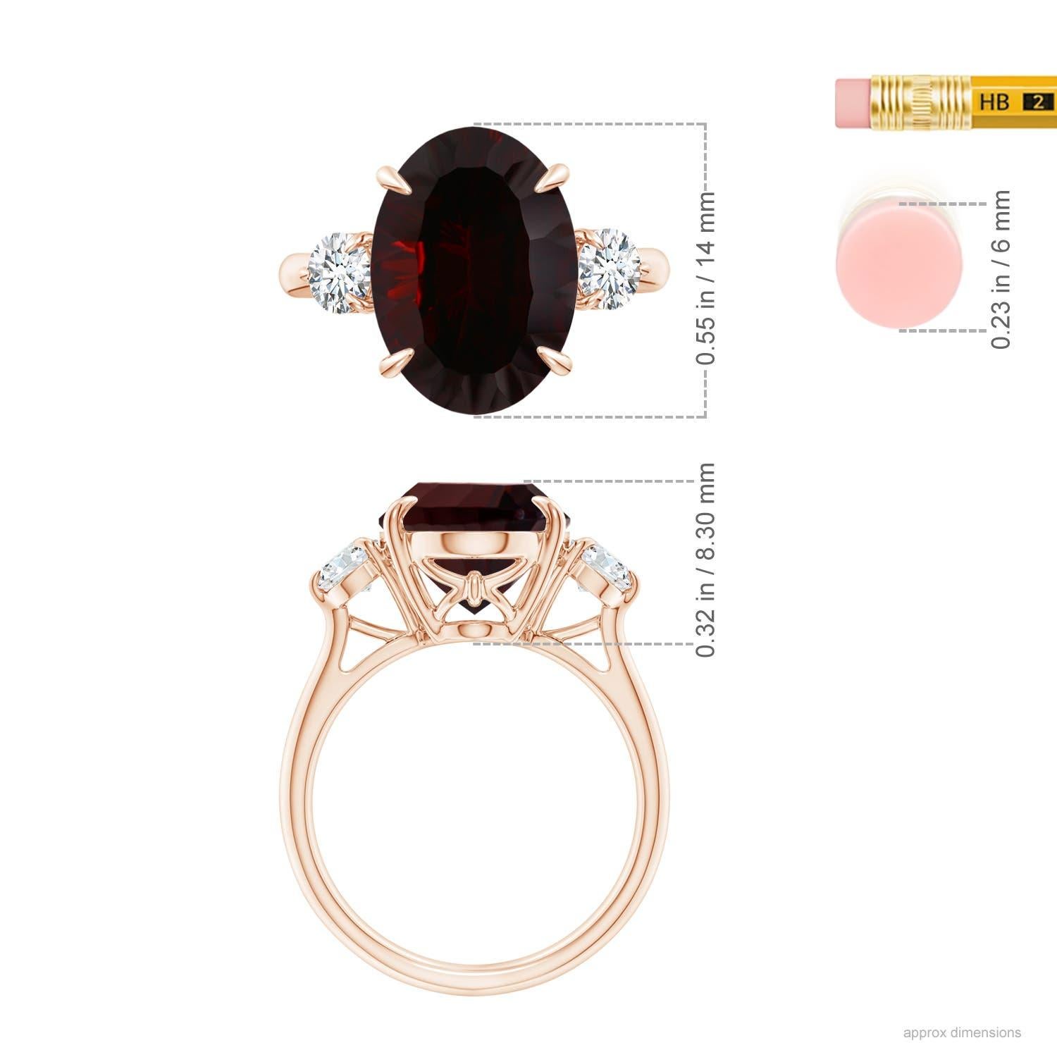 For Sale:  Angara GIA Certified Natural Garnet Three Stone Ring in Rose Gold with Diamonds 4