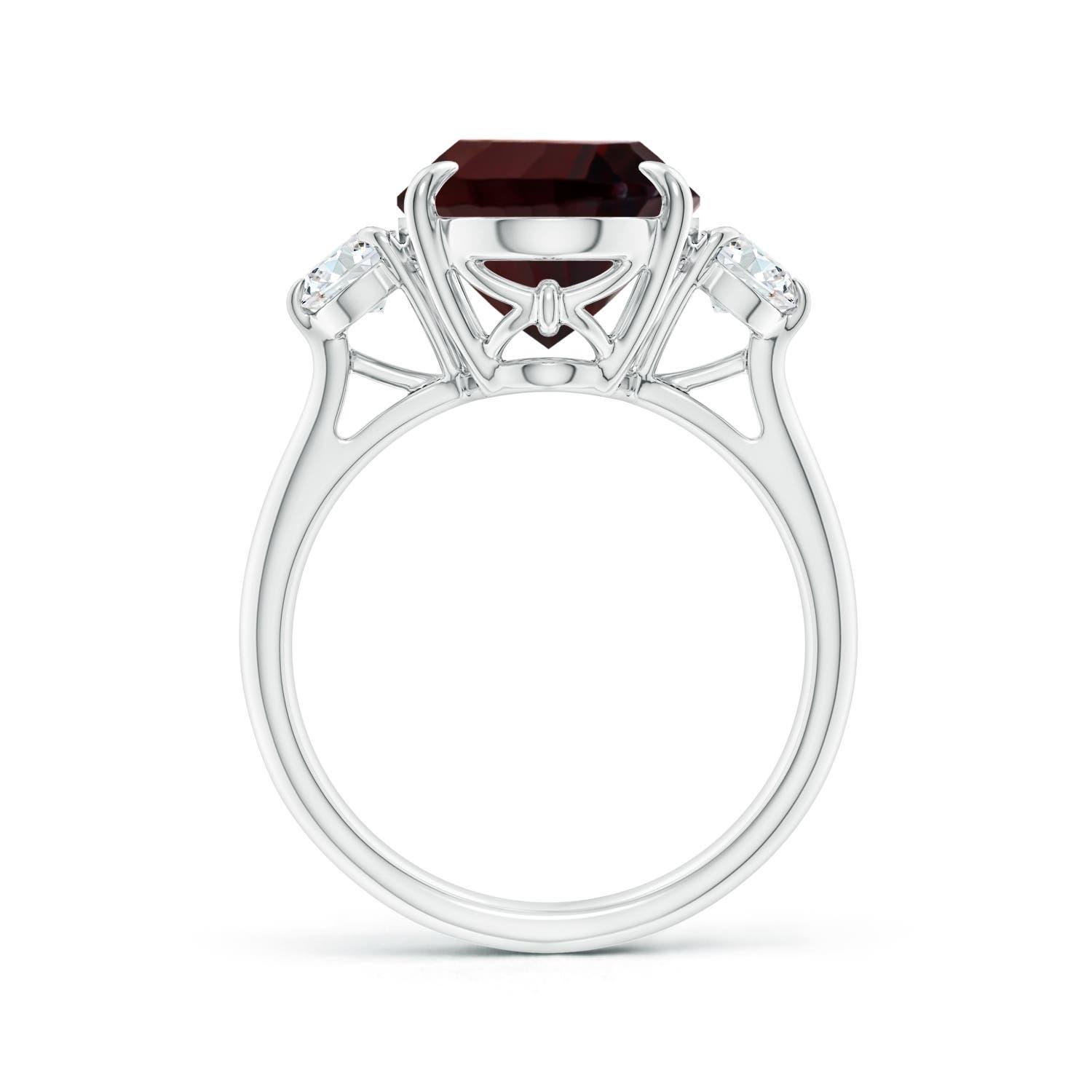For Sale:  ANGARA GIA Certified Natural Garnet Three Stone Ring in White Gold with Diamonds 2