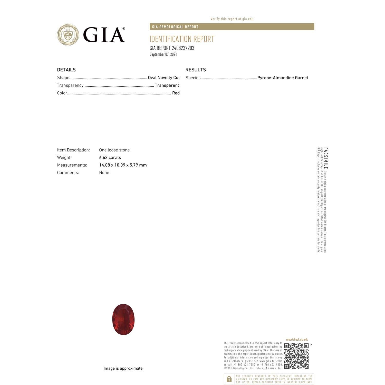 ANGARA GIA zertifizierter natürlicher Granatring aus Weißgold mit drei Steinen und Diamanten () 3