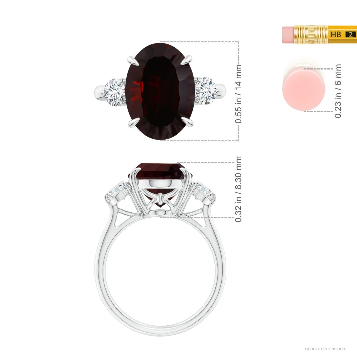For Sale:  ANGARA GIA Certified Natural Garnet Three Stone Ring in White Gold with Diamonds 4