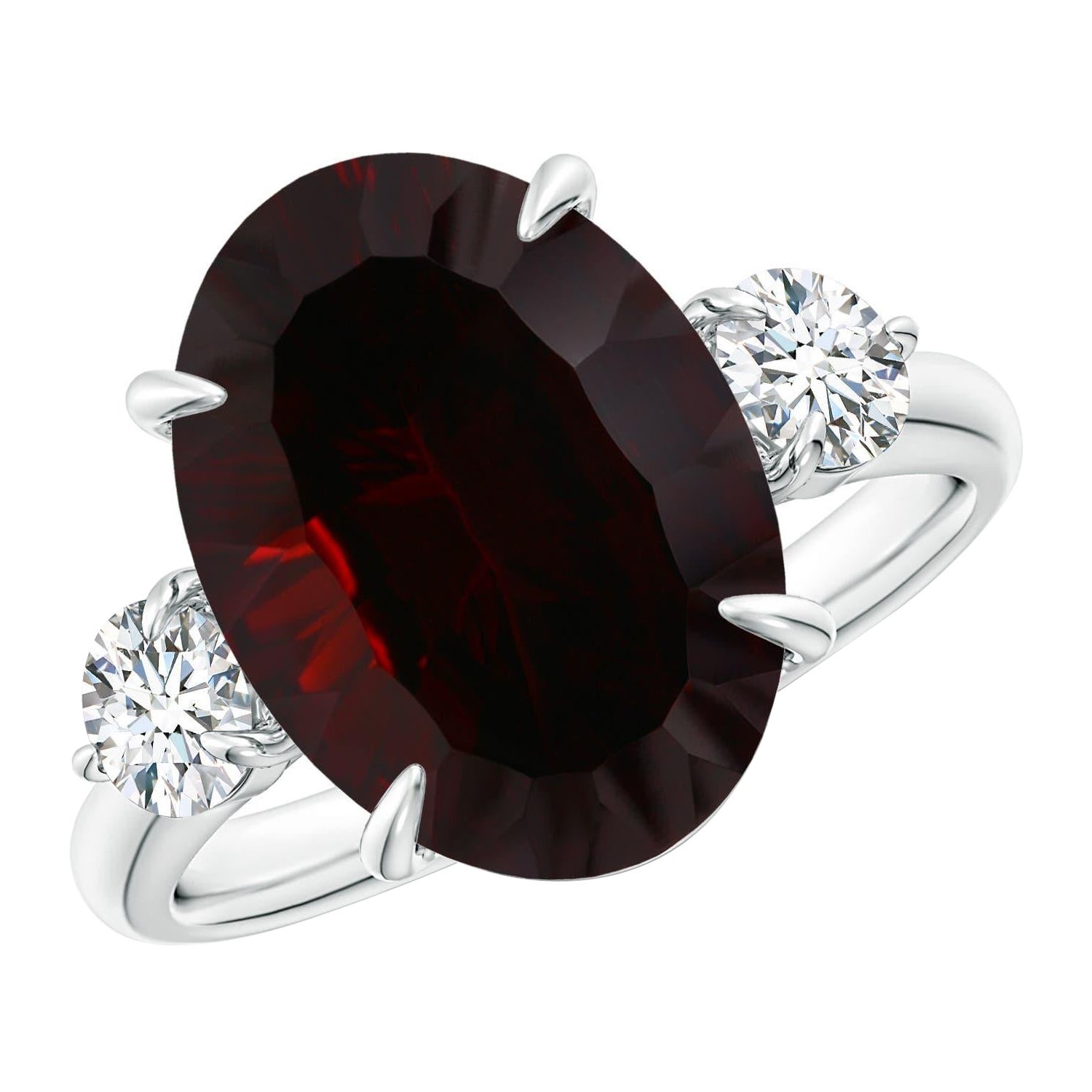 ANGARA GIA zertifizierter natürlicher Granatring aus Weißgold mit drei Steinen und Diamanten ()