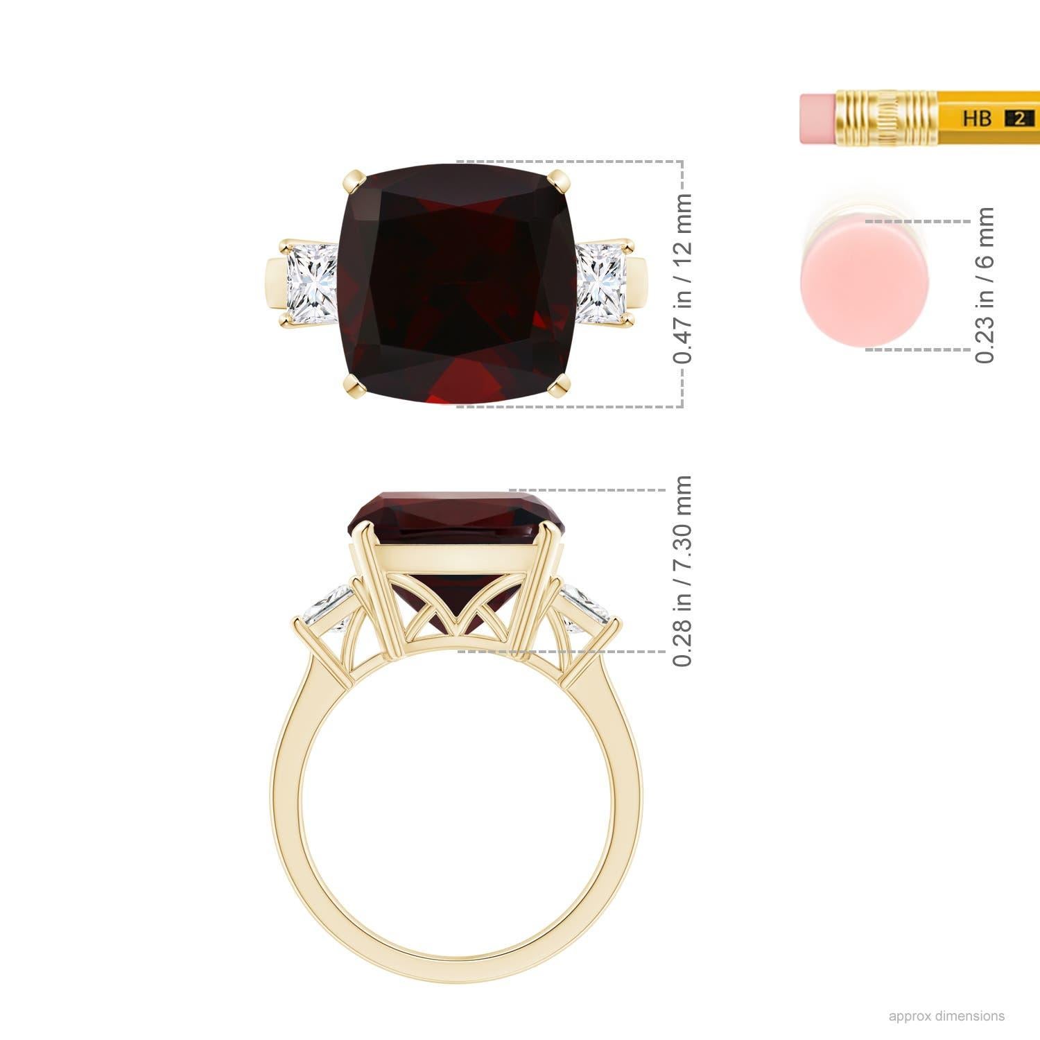GIA Certified Natural Garnet Three Stone Ring in Yellow Gold 5