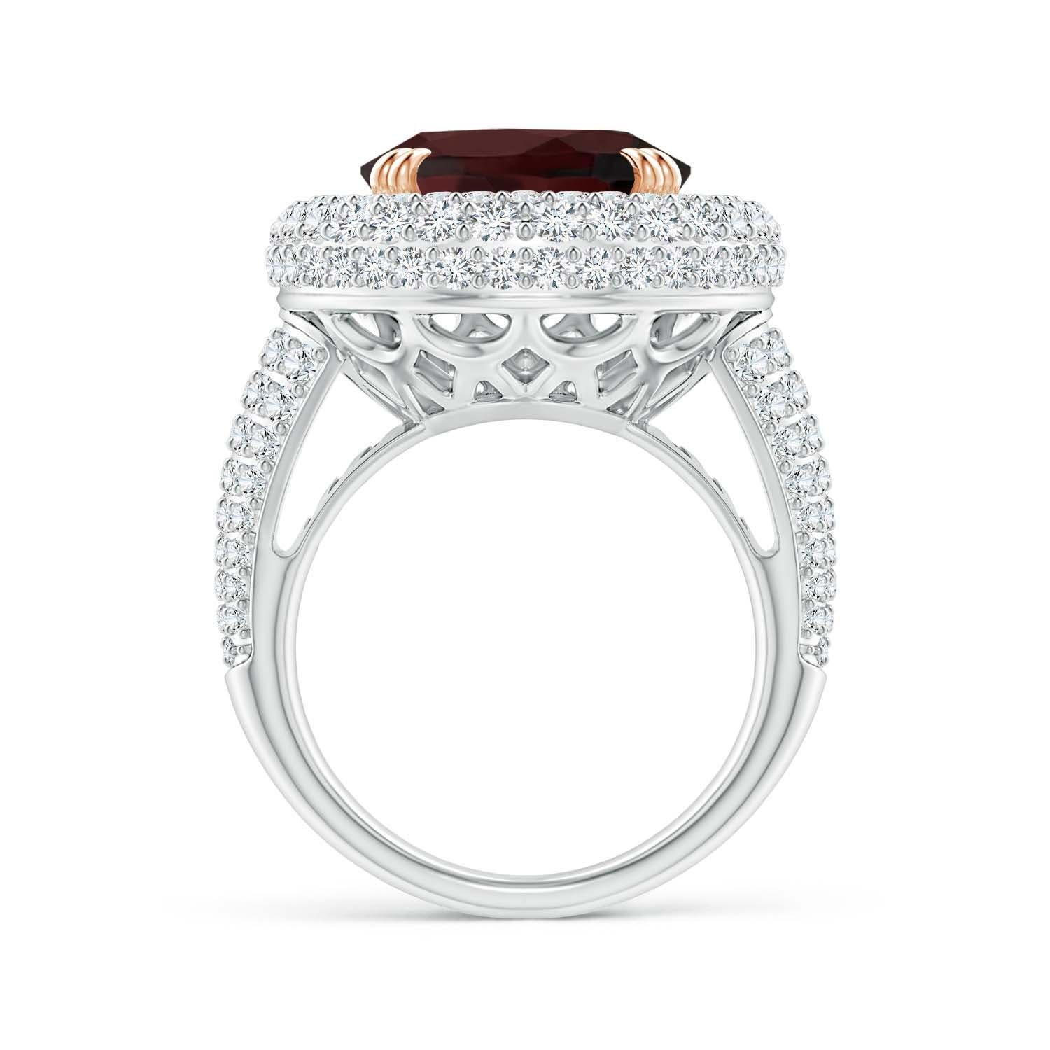 For Sale:  ANGARA GIA Certified Natural Garnet Triple Halo Ring in Rose Gold 2