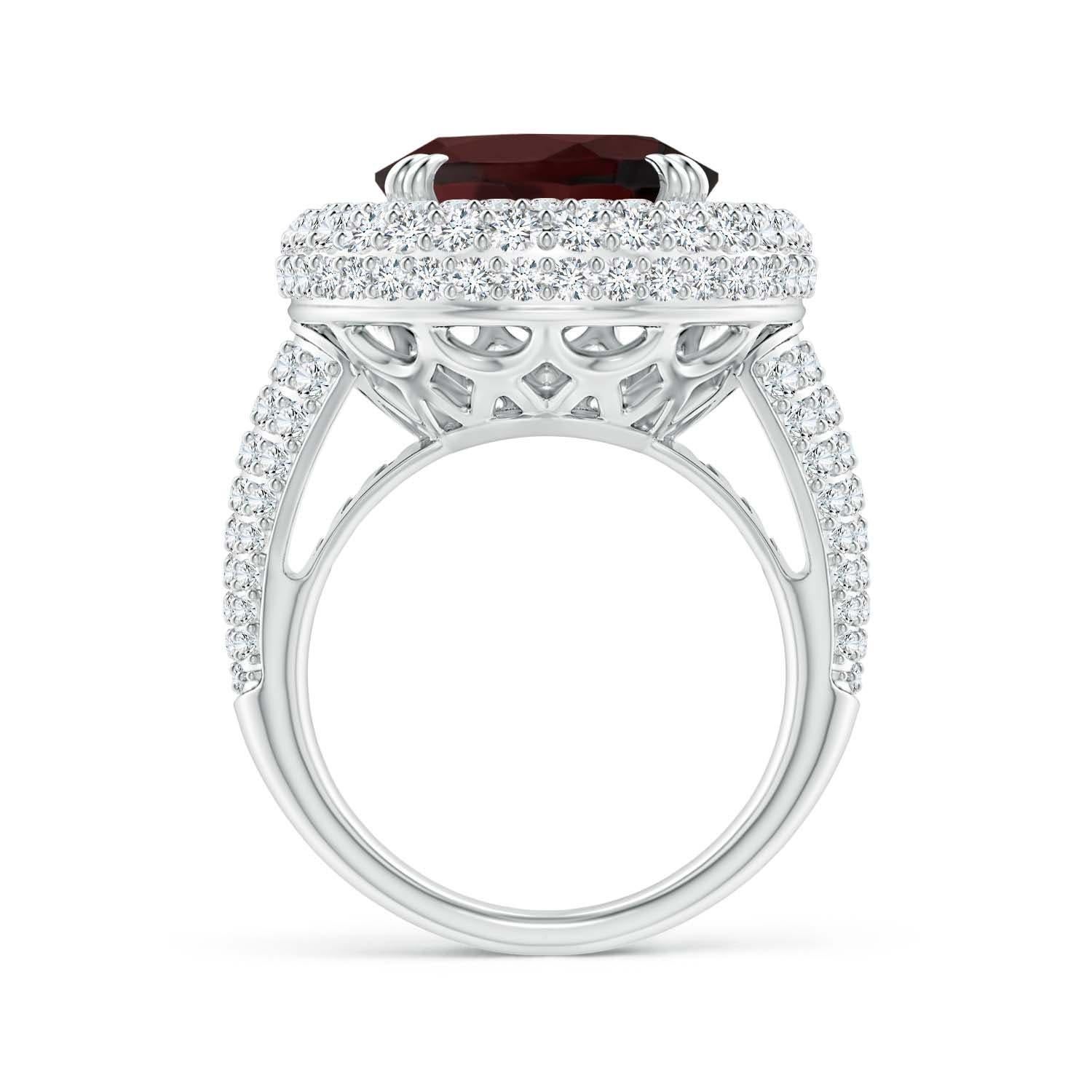 For Sale:  ANGARA GIA Certified Natural Garnet Triple Halo Ring in White Gold 2