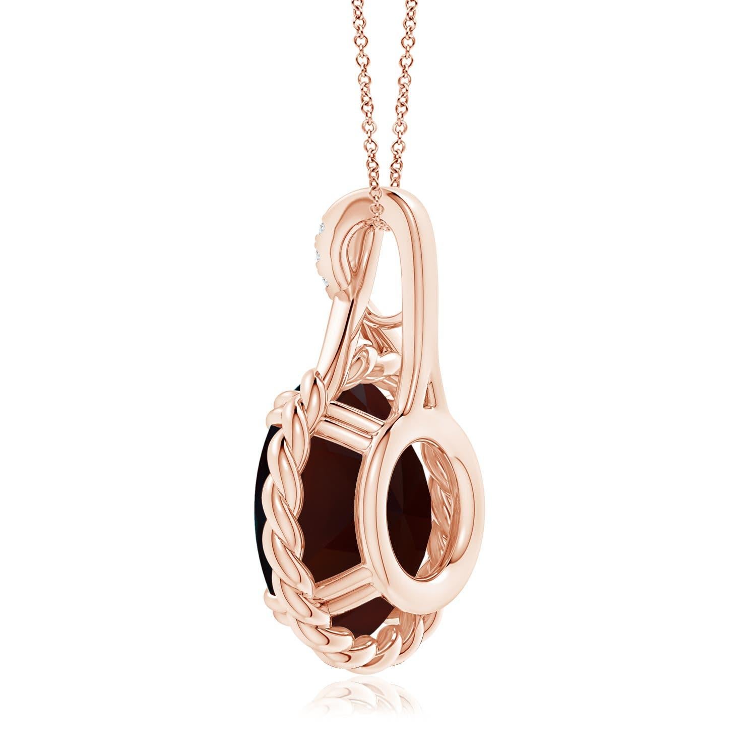 ANGARA GIA Certified Natural Garnet Twist Solid Rose Gold Pendant Necklace In New Condition For Sale In Los Angeles, CA