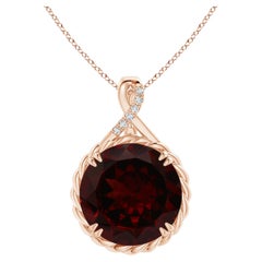 ANGARA GIA Certified Natural Garnet Twist Solid Rose Gold Pendant Necklace