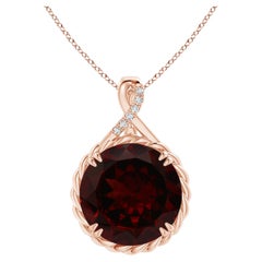 ANGARA Collana con ciondolo in oro rosa massiccio con granato naturale certificato GIA