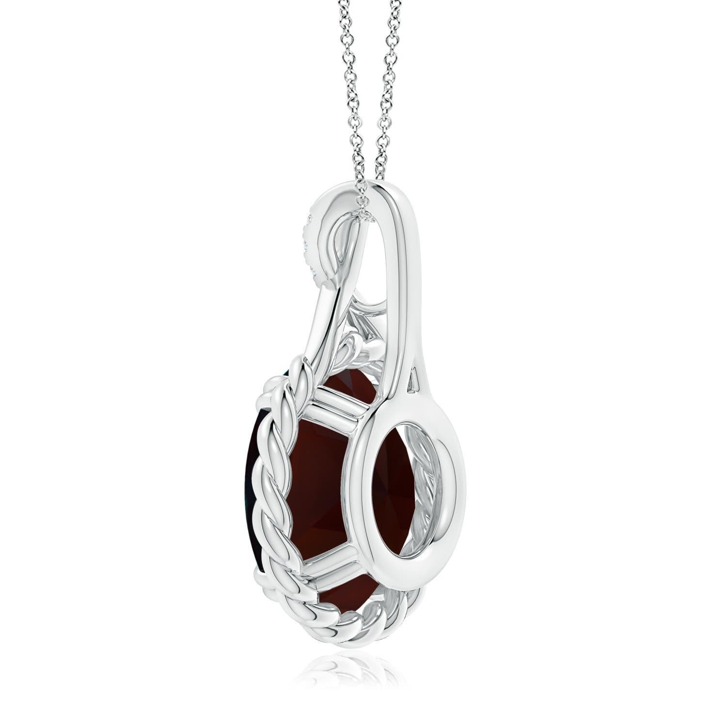 Angara Gia Certified Natural Garnet Twist Solid White Gold Pendant Necklace In New Condition For Sale In Los Angeles, CA
