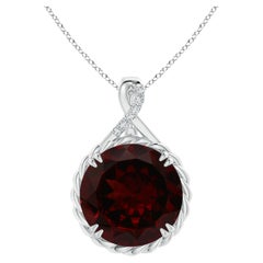 ANGARA GIA Certified Natural Garnet Twist Solid White Gold Pendant Necklace