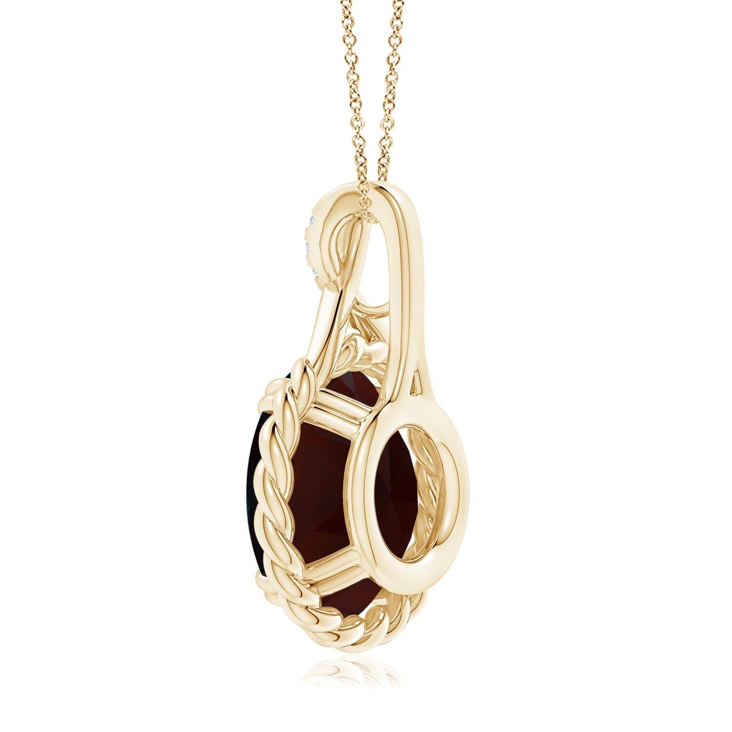 ANGARA GIA Certified Natural Garnet Twist Solid Yellow Gold Pendant Necklace In New Condition For Sale In Los Angeles, CA